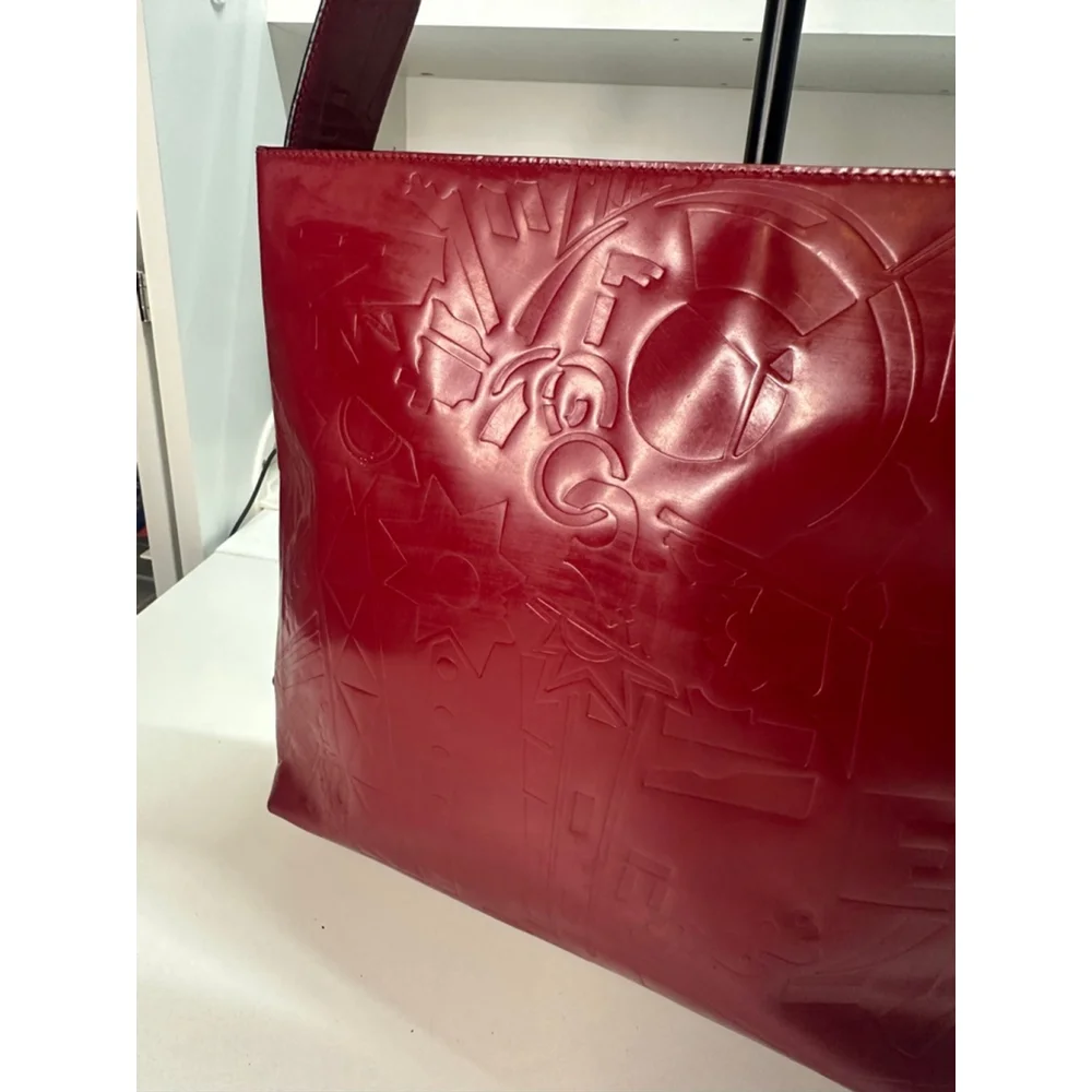 Women's Prada Deep Red Embossed Patent Leather Shoulder Bag One Size - Picture 3 of 16